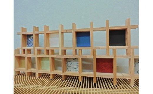 91.並べるだけでギャラリーに。かざり組子 正方 12個組