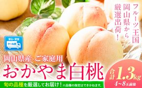 【令和7年度受付分 先行予約】岡山の桃 もも 1.3kg 4~8玉前後 岡山県産 ご家庭用《2025年6月下旬-9月上旬頃出荷》岡山県 浅口市 厳選出荷 白桃 黄桃 はなよめ 日川白鳳 白鳳 清水白桃 おかやま夢白桃 川中島白桃 白皇 黄金桃 果物 フルーツ---124_c365_6g9j_23_12500_13---