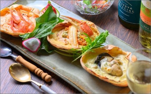 カニ屋が作る海のグラタン 夫婦ズワイガニ 甘エビ 岩牡蠣 三種 2セット 計6個入り　UO00997