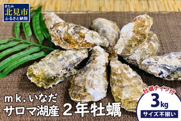 【予約：2024年11月上旬から順次発送】サロマ湖産 殻付き2年牡蠣 3kg サイズ不揃い ※牡蠣ナイフ付 ( カキ かき 3キロ 魚介 海鮮 貝 ふるさと納税 BBQ バーベキュー )【113-0009】