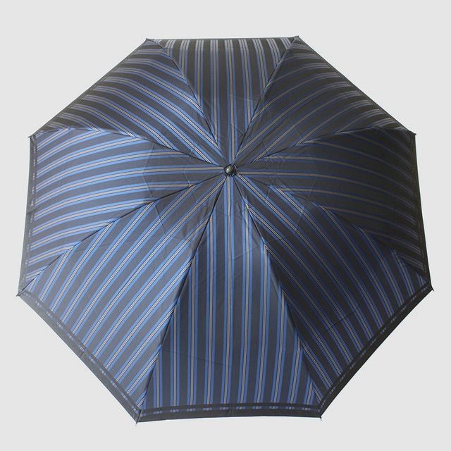 CB065【槙田商店】紳士折たたみ傘　Tie Plain×Stripe　BLUE