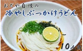 麺 おだや自慢の冷やしぶっかけうどんセット 10人前 つゆ 海苔 付き [うどんBar おだや 宮崎県 日向市 452060802] 生麺 生めん うどん ウドン 冷やし スープ のり 平打ち 釜揚げ 冷蔵