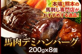 馬肉デミハンバーグ 200g×8個 計1.6kg 千興ファーム 馬肉 冷凍 《60日以内に出荷予定(土日祝除く)》ジューシー デミグラスソース 肉 熊本県御船町 馬肉 惣菜 お弁当---sm_fsendemihan_60d_23_13500_8s---