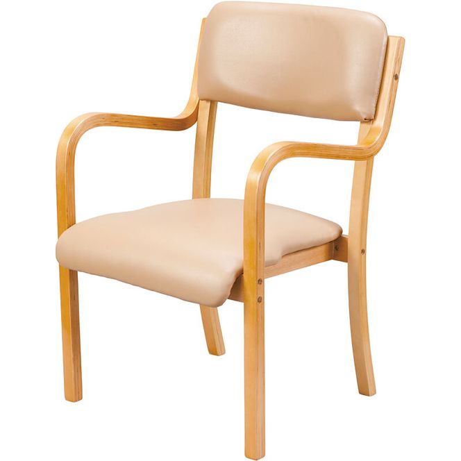 スタッキングチェアー（木製）3脚セットUFC4-NABE（3.ナチュラル×ベージュ） スタッキング 椅子 収納 家具 愛西市 / タック株式会社 [AEAH027-3]