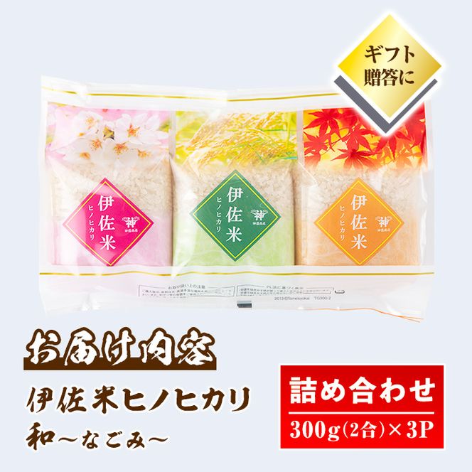 isa572 鹿児島県産！伊佐米ヒノヒカリ和～なごみ～ (計900g・300g×3個) 【神薗商店】