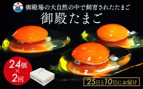 《25日と10日にお届け》御殿たまご 赤たまご 24個入×2回（破損保障含む）もみがら入 ｜ 卵 タマゴ 玉子 たまごかけご飯 生卵 鶏卵 卵焼き 国産 御殿場産 ※北海道・沖縄・離島への配送不可