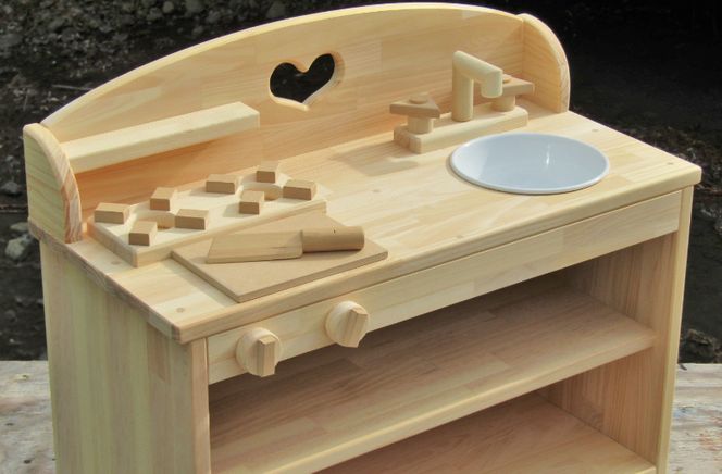 099H2139 手作り木製 ままごとキッチン ＵＨＫ２（素材色バージョン）