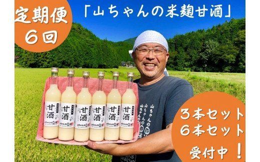 132.定期便6回 山ちゃんの米麹甘酒 500ml 6本セット 米麹・無添加・ノンアルコール・米・飲む点滴