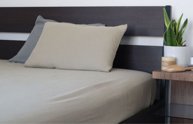 G1936 【tissu de coton/ダブルガーゼ】泉州南部織 シングルフラットシーツ 1枚（オリーブ）