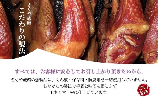 北海道 スモークチキン スライス 80g×6パック セット  鶏肉 鶏 チキン 国産 燻製 くん製 おつまみ 手作り 薫製 無添加 冷蔵 きくや旅館 送料無料 十勝 士幌町【K15】