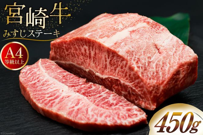 肉 牛肉 宮崎牛 牛みすじステーキ 450g [牛心フードサービス 宮崎県 美郷町 31bm0028] 冷凍 ステーキ ミスジ みすじ 希少部位 ブランド牛