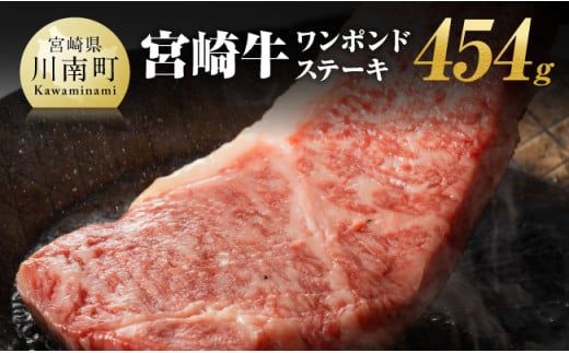 宮崎牛 ワンポンド ステーキ 454g[ 肉 牛肉 A4〜A5等級 宮崎牛 BBQ アウトドア 記念日 日本ハム 焼肉 ] [E11006]