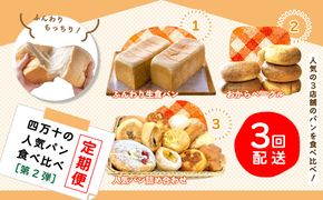 R6-376．【3回定期便】ふんわり・もっちり美味しい！四万十の人気パン食べ比べ定期便［第2弾］