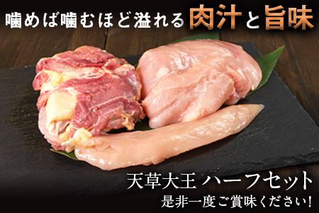 天草大王　ハーフセット 約750g【幻の地鶏】もも・むね・ささみ各1枚 熊本県産 長洲町《60日以内に出荷予定(土日祝除く)》---dn_fasohalf_60d_r7_11000_750g---