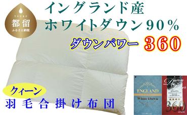 羽毛合い掛け布団イングランド産ホワイトダウン90% 合掛け クィーン220×210cmCK366