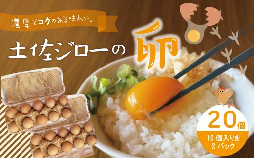 R5-1010．濃厚でコクのある味わい！のびのび育った土佐ジローの自然卵20個（10個入り×2パック）