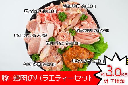 ＜豚・鶏肉のバラエティセット（重量約3.0ｋｇ）＞翌月末迄に順次出荷【a0143_sb】