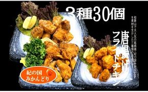 581.紀の国みかんどり　唐揚げ＆フライドチキン3種セット（計30個）（A581-1）