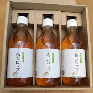 毛呂山町産白加賀梅　梅シロップ　３本セット　【着色料　保存料不使用】