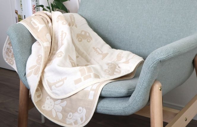 G1928 【babybear】泉州南部織 6重ガーゼハーフケット（ベージュ）