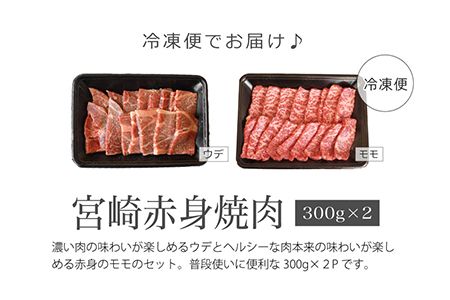 ＜宮崎牛赤身焼肉600g(300g×2)＞3か月以内に順次出荷【c717_tf_x2】