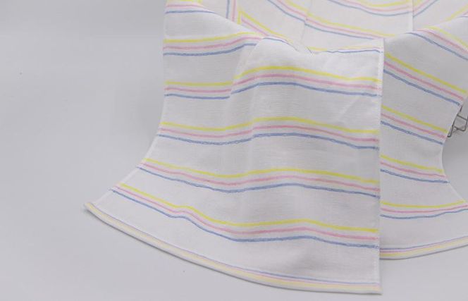 099H2381 ボーダーカラー ガーゼパイルタオル 4枚【泉州タオル 国産 吸水 普段使い シンプル 日用品 家族 ファミリー】