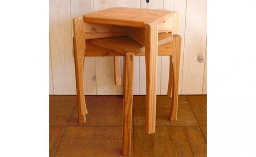 L16　国産杉製スタッキングスツール≪イス 椅子 いす 手作り 杉製 インテリア ナチュラル おしゃれ かわいい≫◇