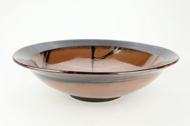 益子焼 柿釉深皿 作家物