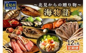 【12ヶ月定期便】 海物語～北見からの贈り物～ ( 海鮮 ホッケ カニ さけ かに 魚 甲羅盛り しめ鯖 海鮮丼 貝 ほたて ホタテ つぶ貝 ウニ 鯖 さば カレイ 昆布 )【999-0189】