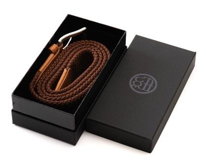 [P030] 組紐ベルト「CLVER」オイルレザー（30mm）　茶