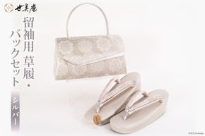 留袖用 草履バッグセット シルバー ぞうり フリーサイズ 23.5cm～24.5cm [世美庵 埼玉県 小川町 319] 留袖 草履 ぞうり 鞄 かばん バッグ バッグセット 2点セット フォーマル 礼装 シルバー