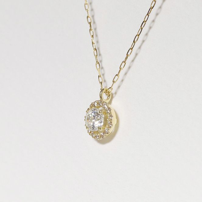 K18　0.3ct　up　取り巻き　ダイヤモンド　ペンダント　BQ-32