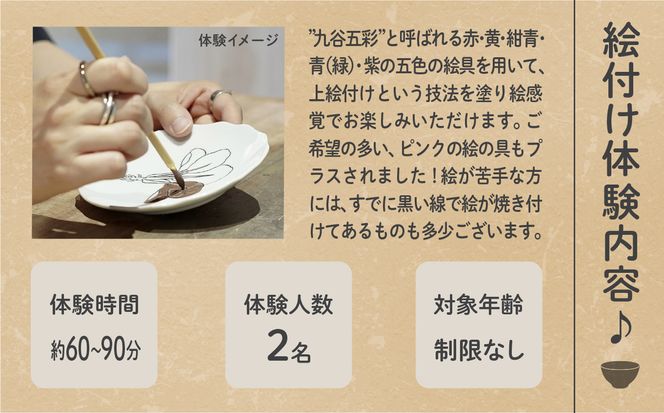 《九谷焼》陶芸体験 「絵付け」 ２名様 029015