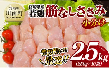[ 小分け ] 宮崎県産 若鶏 筋なし ささみ 2.5kg [ ササミ 鶏肉 とり肉 精肉 便利 ごはん 料理 送料無料 ][D11611]