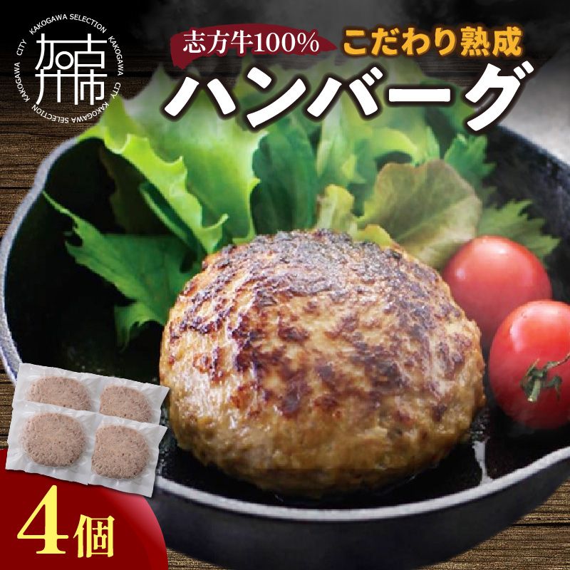 [国産]志方牛100%のこだわり熟成ハンバーグ150g×4個[2400I05940]