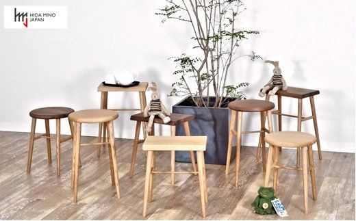 D77-01 スツール/サイドテーブル【オーク材+ウォルナット材】JCW73024X ONO+W