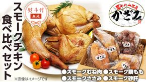 【 熨斗付き 】 ～ 匠のハム工房 ～ 燻製職人 ！ 風實 スモークチキン 食べ比べ セット ！ ギフト 贈答 詰め合わせ セット 冷凍 鶏肉 鶏 もも むね肉 ささみ 砂肝 かざみ [AJ011ci]