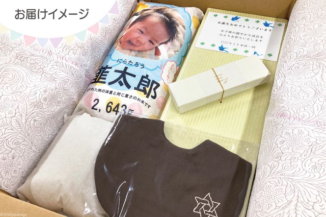 出産祝い 内祝い おめでとう！赤ちゃんもぐもぐお食い初め3点セット [リョーウン 山梨県 韮崎市 20743163] 名入れ ギフトセット 食器 お米 米 体重米 スプーン スタイ 出産 記念 ギフト