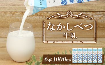 北海道なかしべつ牛乳 1L×６本【14026】