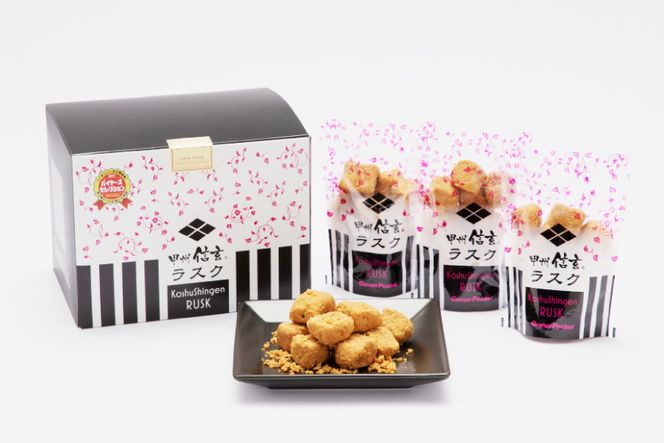 お菓子 甲州信玄ラスク ボックス 35g×5袋 [六曜舎 コーナーポケット 山梨県 韮崎市 20743526] 菓子 ラスク スイーツ おやつ パン 黒糖 きなこ きな粉 食パン