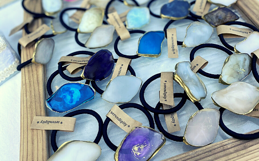 【国産樹脂使用】アゲートスライス ヘアアクセサリー ヘアゴム 2個《築上町》【＊serendipity＊】ハンドメイド [ABAS002]