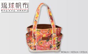 「琉球帆布」ショッピングトート / バタフライ - 帆布 布 丈夫 トートバッグ 琉球紅型 人気 紅型作家 RYUKA 新垣優香 おしゃれ レディース ファッション お出かけ かばん 鞄 手仕事 手づくり ハンドメイド 琉球帆布 伝統技術 沖縄県 八重瀬町【価格改定】