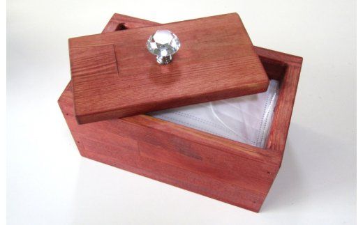 099H2093 手作り木製マスクストッカー「マホガニー」クリスタルノブ仕様