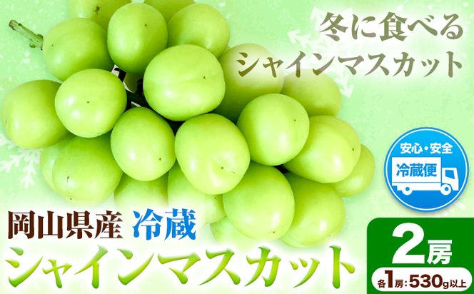 岡山県産　冷蔵シャインマスカット（1房530g以上2房入り）令和7年度産先行受付《11月中旬-12月中旬頃出荷》【配送不可地域あり】---H-28a---