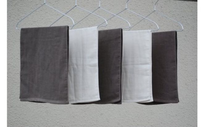 010B1155 さらっとガーゼとふんわりパイルのモノトーンタオル（ココア3枚 キナリ2枚）【泉州タオル 国産 吸水 普段使い シンプル 日用品】