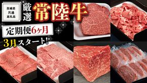 《 定期便 3月スタート 》 厳選 『 常陸牛 』 6ヶ月セット ( 茨城県共通返礼品 ) A5 A4 肉 焼肉 国産 霜降 赤身 ヒレ 切り落とし もも ハンバーグ ステーキ [BM035us]