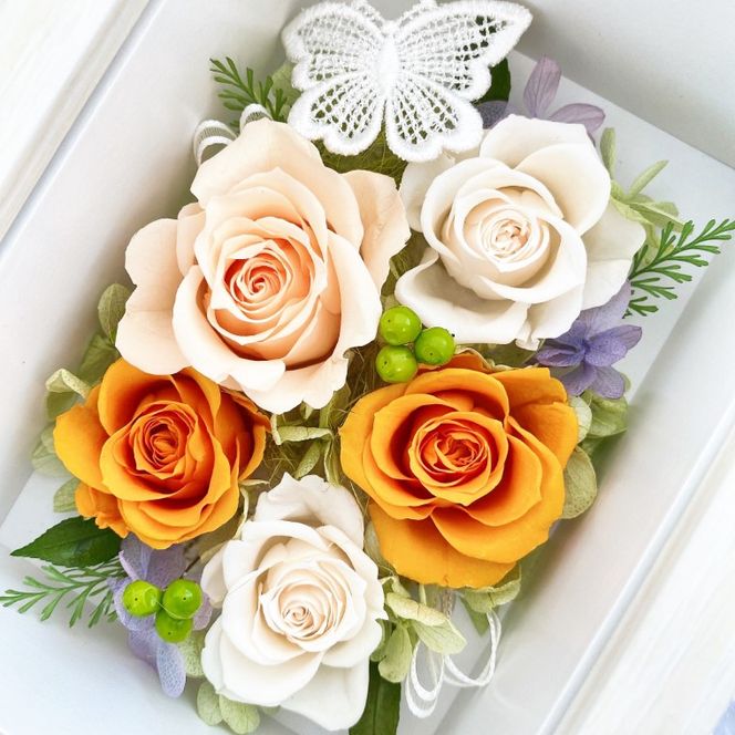 AJ028-1 プリザーブドフラワーアレンジ【スヴニール/オレンジ】春日部市 シュガーパイン