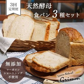 3回定期便 天然酵母 食パン 3種セット 《国産小麦 無添加 パン 詰め合わせ セット 朝食 京都》※北海道・沖縄・離島への配送不可