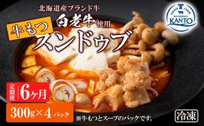 定期便 6ヶ月 白老牛 もつ スンドゥブ 4パック 韓国料理 BJ013