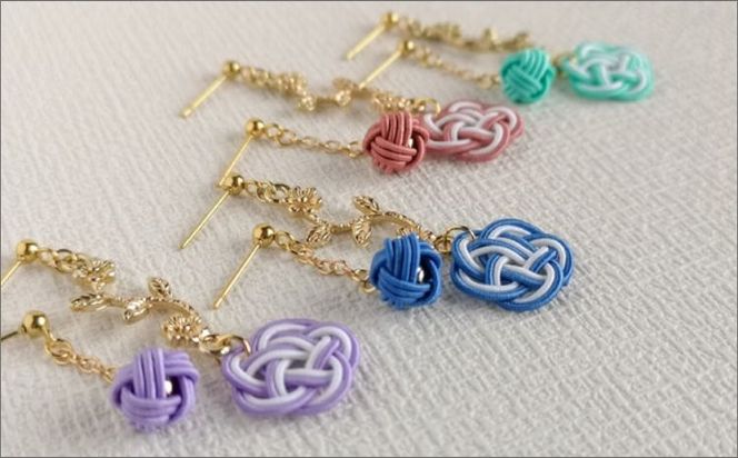 ＊桔梗色＊　『花時』アシンメトリーピアス/水引ピアス　AM00317